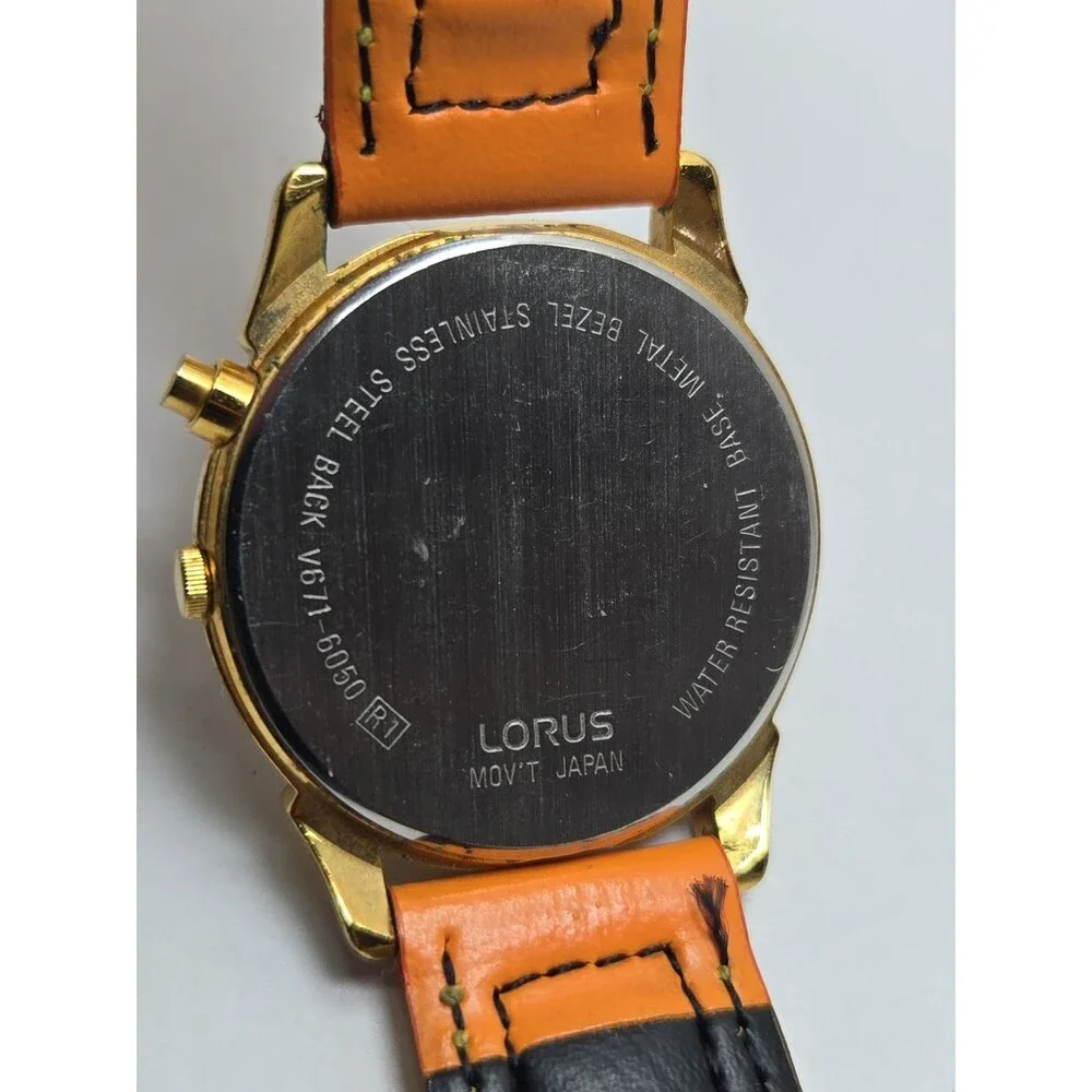 Vtg 1990s Lorus Disney Mickey Mouse Instalite Gold Tone Quartz Watch New Battery